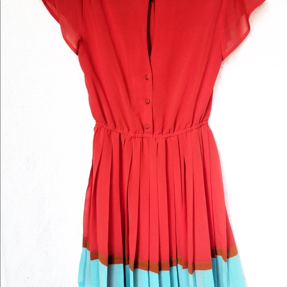 Orange and turquoise XXI dress. Sz Small - Picture 2 of 4